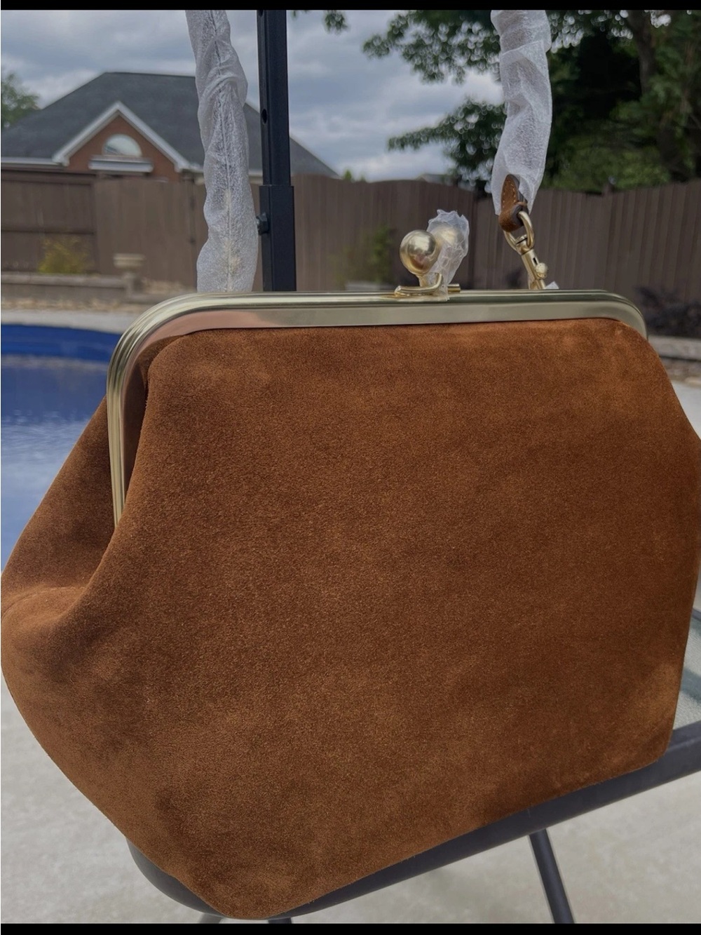 Coach Suede Kisslock Frame 27 Bag NWT Medium Sz lovely color Warm Brown gift box - Picture 3 of 16
